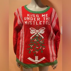 Christmas Sweater, Color-Red, Size-Medium.